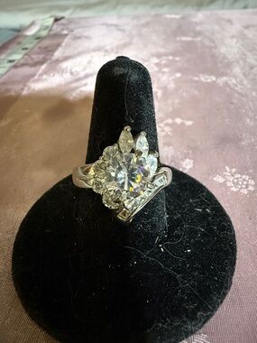 Sterling silver and CZ cocktail ring